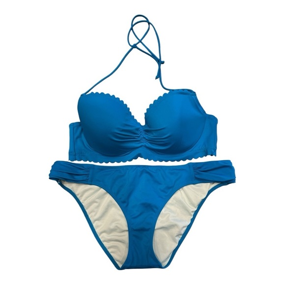 Victoria's Secret Other - Victoria's Secret scalloped edge bikini bright blue beach vacation SZ M Top 36B